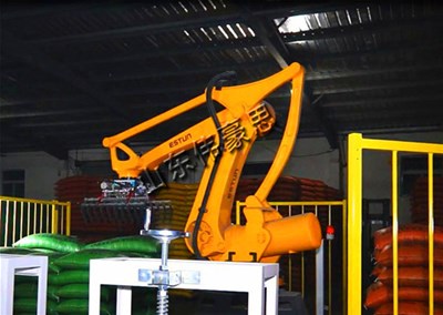 堿粉自動碼垛機器人 機械手碼垛機現場