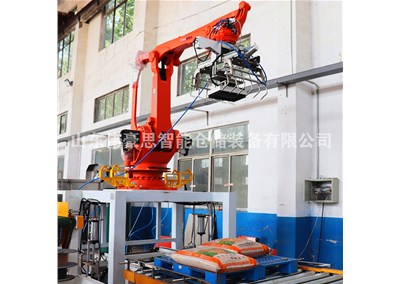麩皮全自動拆垛機 拆垛機械手工作現場