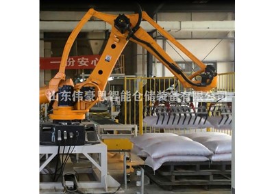 玉米粒自動化包裝碼垛機 全自動碼垛機器人現場
